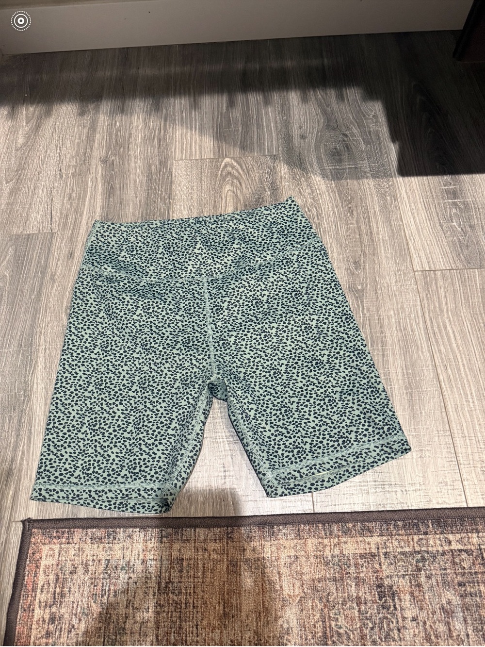 Teal Spot Print High-Rise Bike Shorts